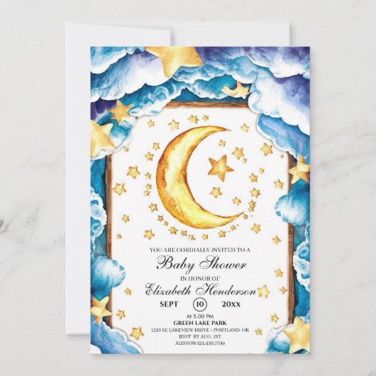 Schattige Moon Celestial Baby shower Kaart (Voorkant)