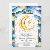 Schattige Moon Celestial Baby shower Kaart (Voorkant / Achterkant)