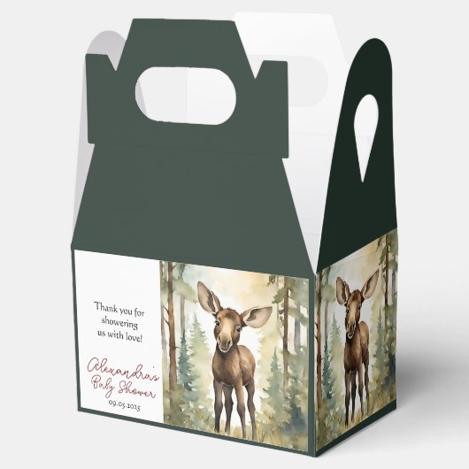 Schattige Moose Baby shower Genderneutraal Bedankdoosjes (Geopend)