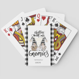 Schattige Moppige Kabouters Zwarte Buffalo Plaid Pokerkaarten