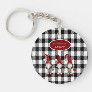 Schattige Mopshond Kabouters Buffalo Plaid Sleutelhanger