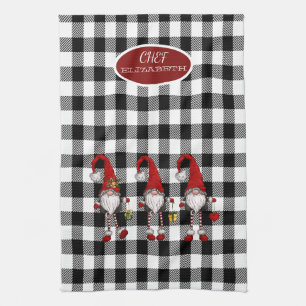 Schattige Mopshondjes Buffalo Plaid Theedoek