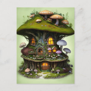 Schattige Mossy Mushroom Fairy House Briefkaart
