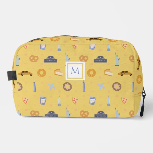 Schattige mosterdgeel New York City Pattern Monogr Toilettasje (Voorkant)