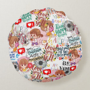 Schattige Motivatie – Positieve Kawaii Citaat Rond Kussen