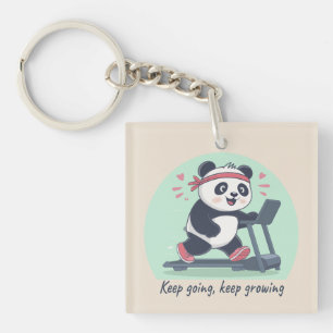 Schattige Motiverende Panda op de Loopband Sleutelhanger
