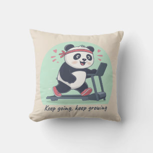 Schattige Motiverende Panda op Loopband Kussen