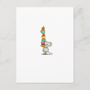Schattige Mouse draagt Cupcakes - van Gerda Steine Briefkaart