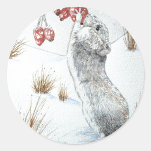 Schattige Mouse Kerstmis Sneeuw-scene Wildlife Ronde Sticker