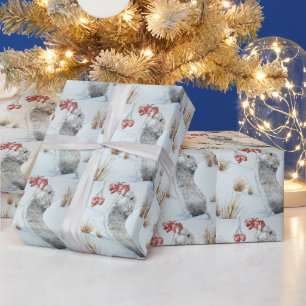 Schattige Mouse Sneeuwscène Wildlife met Kerstmis Cadeaupapier