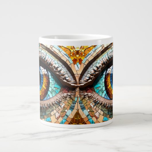 Schattige Mozaïek Glas in lood Oogontwerp Extra Grote Beker (Voorkant)