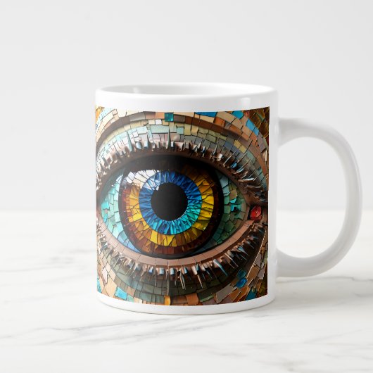 Schattige Mozaïek Glas in lood Oogontwerp Extra Grote Beker (Rechts)