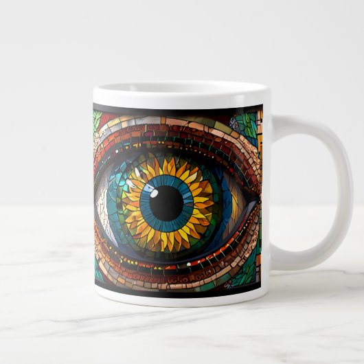 Schattige Mozaïek Glas in lood Oogontwerp Extra Grote Beker (Rechts)