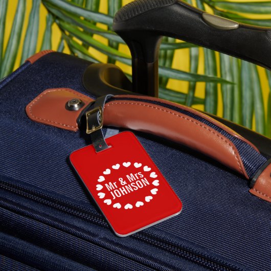 Schattige Mr en Mrs monogram bagagelabel voor pasg (Voorkant Insitu 1)