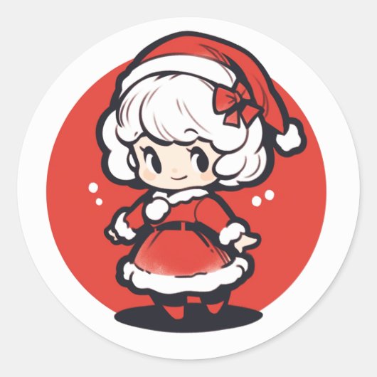 Schattige Mrs Claus Kerst sticker (Voorkant)