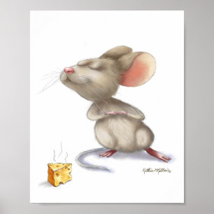 Schattige muis en kaas cartoon poster