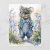 Schattige muis in denim briefkaart (Voorkant)