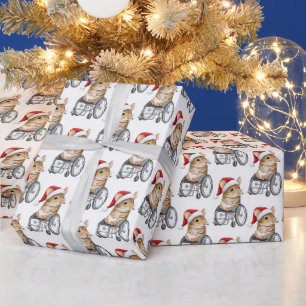 Schattige Muis in een Rolstoel Inclusieve Kerst Cadeaupapier