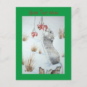 schattige muis met bessen sneeuwen briefkaart
