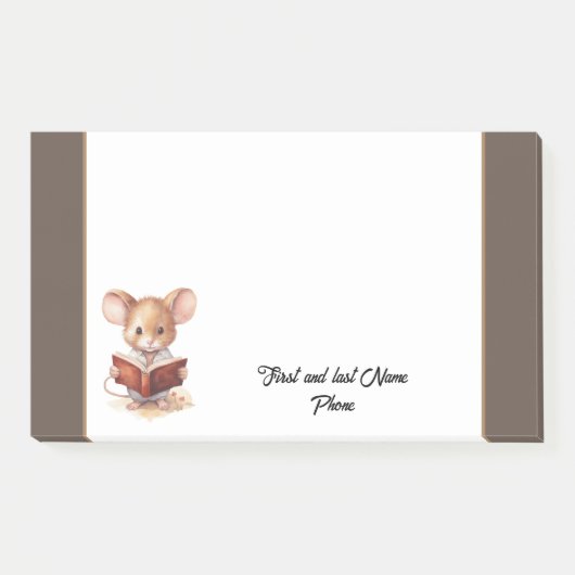 Schattige muis met boek post-it® notes (Voorkant)