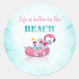 Schattige Muis Stijlvolle Strand Ronde Sticker