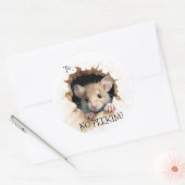 Schattige Muiscadeau Geen gluren Ronde Sticker (Envelop)