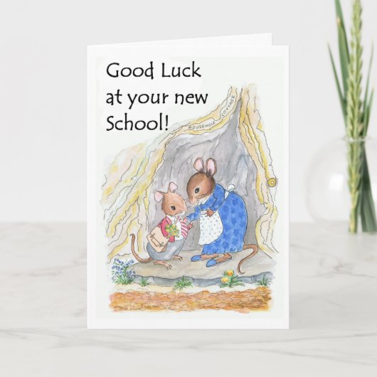 Schattige Muisje Succes Nieuwe School Kaart (Voorkant)