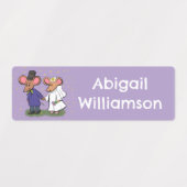 Schattige muispaar cartoon gepersonaliseerd labels (Design 2)
