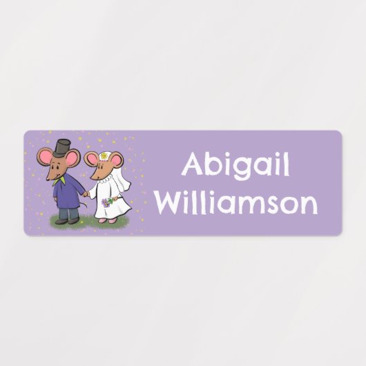 Schattige muispaar cartoon gepersonaliseerd labels (Design 2)