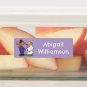 Schattige muispaar cartoon gepersonaliseerd labels (Aangebracht)