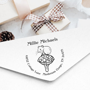 Schattige Muispaddenstoel retouradres Rubberstempel
