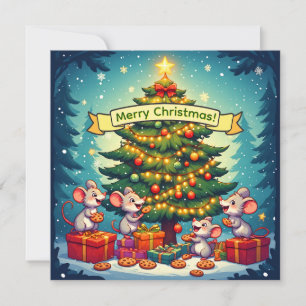 Schattige Muizen Koekjes Kerstboom Feestelijk Opge