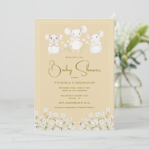 Schattige Muizen & Madeliefjes Gele Baby Borrel Kaart