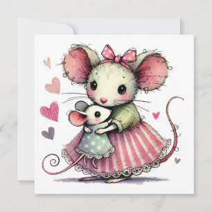 Schattige Muizen Whimsical Moederdag Moeder en Kin Kaart
