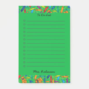 Schattige Multi Crayon Teacher To Do List Groen 4  Post-it® Notes