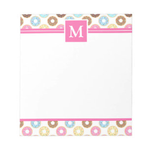 Schattige Multi Kleur Ijs Donuts Monogram Notitieblok