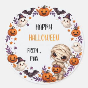 Schattige Mummie Griezelen Halloween Kinderfeestje Ronde Sticker