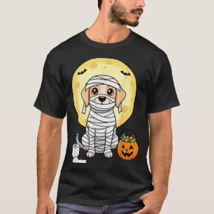 Schattige Mummie Hond Halloween Volle Maan Puppy T T-shirt