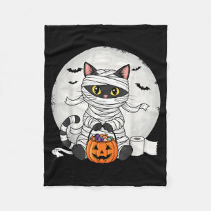 Schattige Mummie Zwarte Kat Halloween Kostuum Grap Fleece Deken
