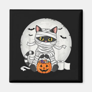 Schattige Mummie Zwarte Kat Halloween Kostuum Grap Magneet