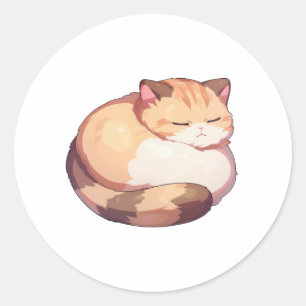 Schattige Munchkin Cat Sleeping Classic T-shirt Ronde Sticker