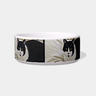 Schattige Mustache Black Cat pet food bowl Voerbakje