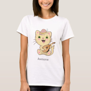 Schattige muzikale kaneelkleurige cavia kat t-shirt