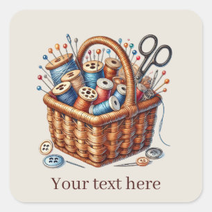 Schattige naaileiefhebbers voeg tekst toe vierkante sticker