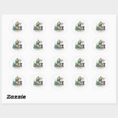 Schattige naailiefhebbers voeg tekst toe ronde sticker (Vel)