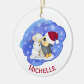 Schattige naam Penguin en Snowman Keramisch Ornament (Links)