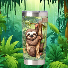 Schattige Naam toevoegen Sloth oerwoud liefhebbers Geïsoleerde Drinkbeker