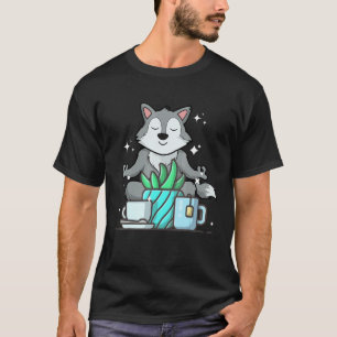 Schattige Namaste Wolf Doet Yoga Tuinieren Koffie T-shirt