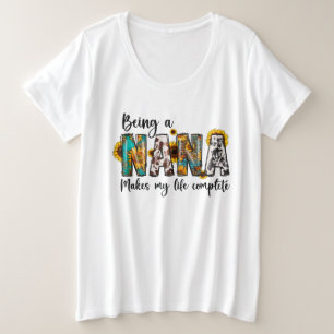 Schattige Nana leven woord kunst Grote Maat T-shirt