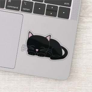 Schattige Napping Black Kitten Sticker